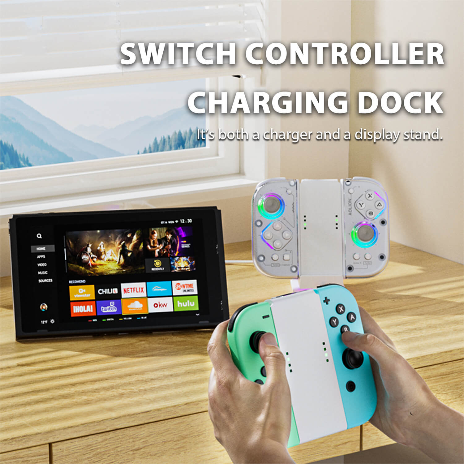 Switc Joy-Con Charging Dock and a display stand