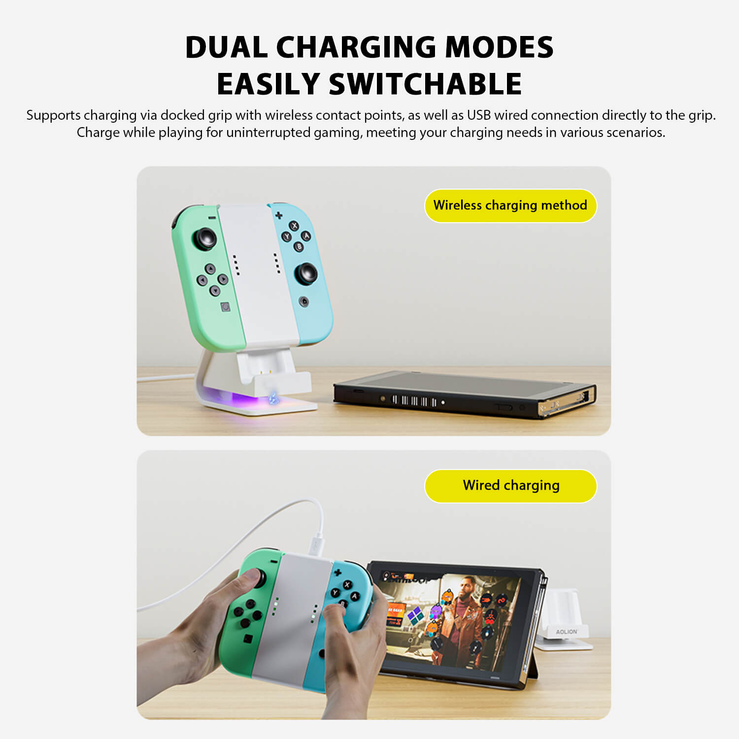 Switch Joy-Con Charing Dock DUAL CHARGING MODESEASILY SWITCHABLE