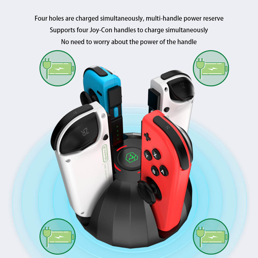 Four holes are charged simultaneously, multi-handle power reserveSupports four Joy-Con handles to charge simultaneously