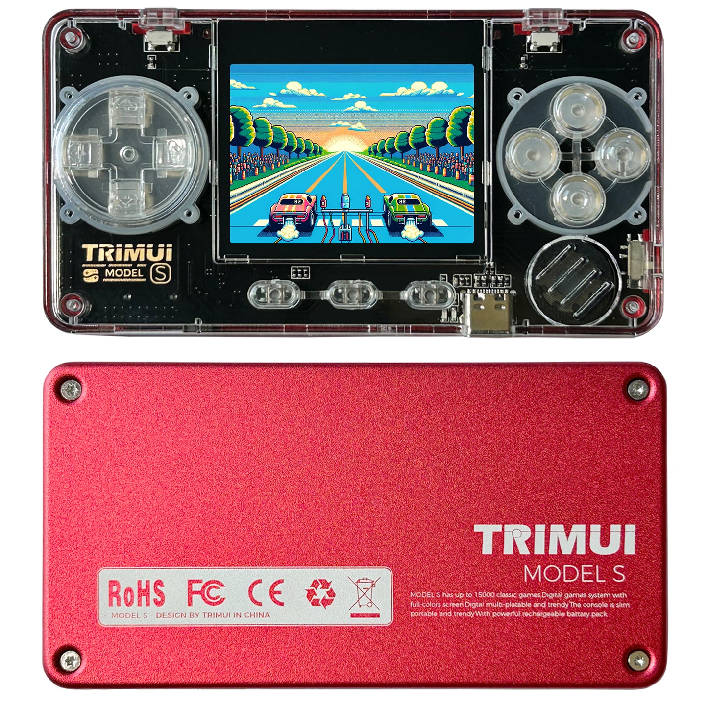 TRIMUI Model S Mini: 2" IPS Screen Retro Console, Metal Upgrade, ARM628, Red