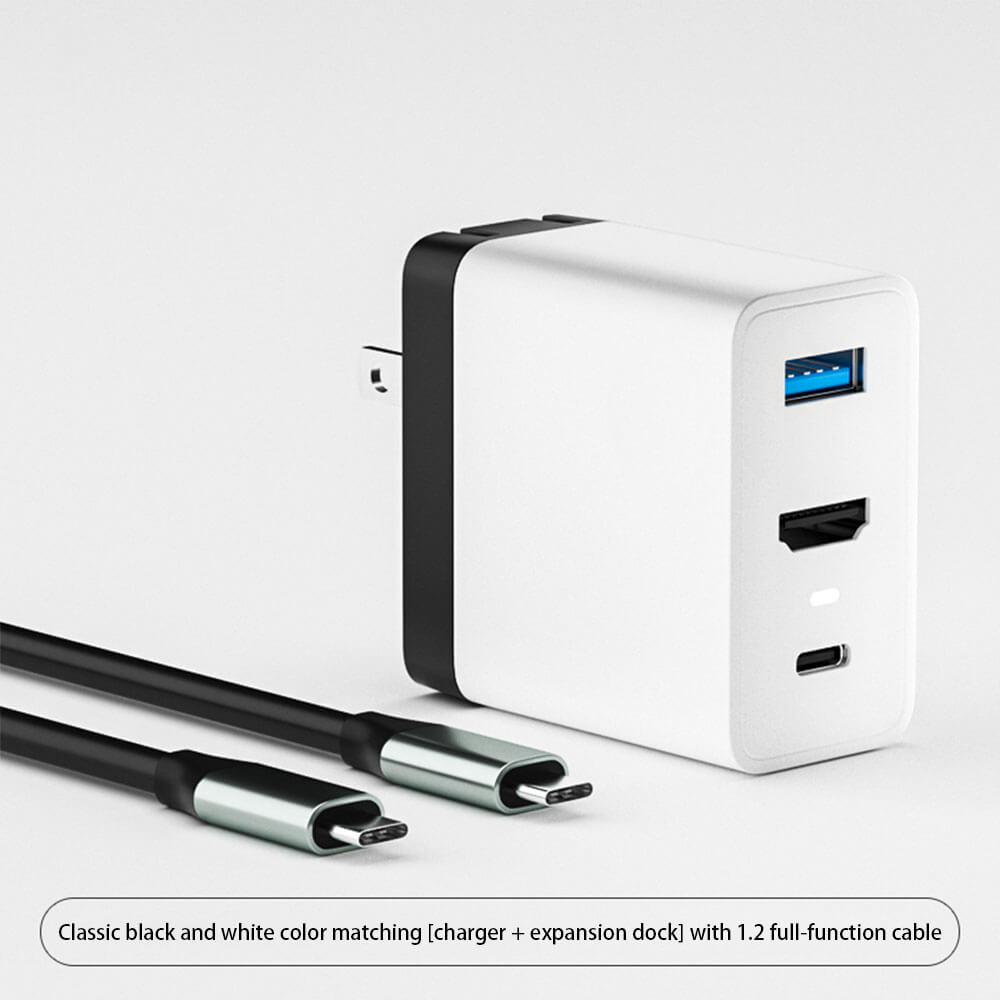 Switch Charger 3-in-1 Dock: 45W GaN Fast Charge black and white color matching