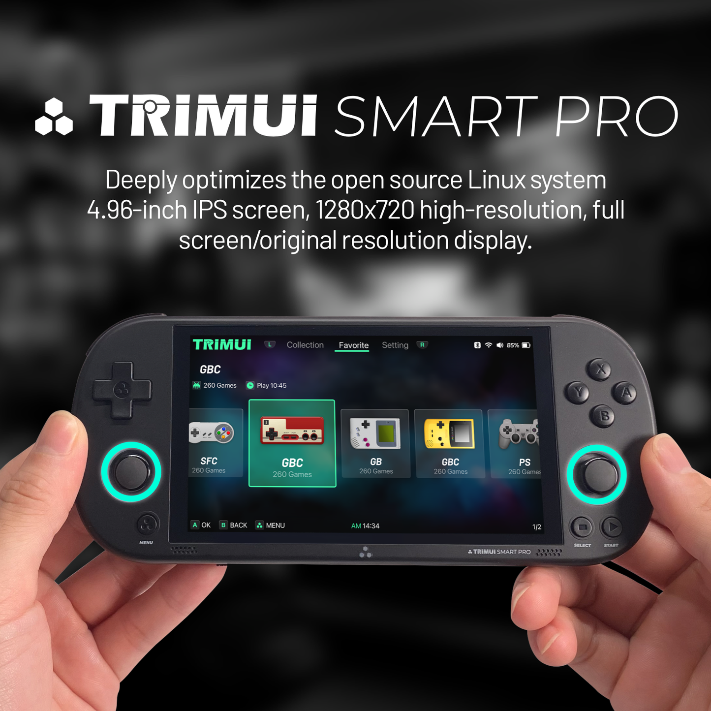 Trimui Smart Pro: 4.96" Retro Handheld Console with Linux OS, A133P Processor, Mini Fan